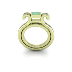 Emerald Rectangle Bezel With Curled Shank