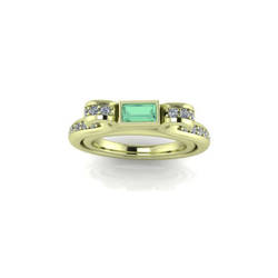 Emerald Rectangle Bezel With Curled Shank
